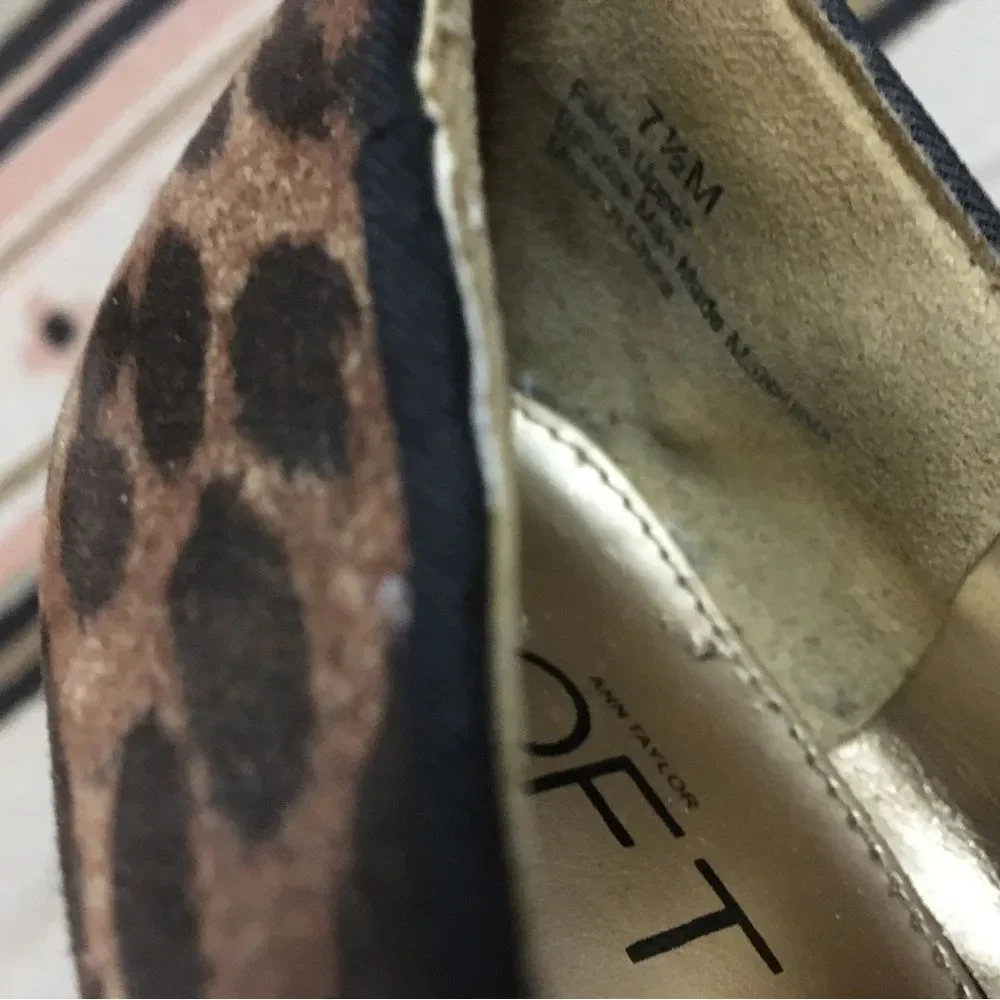 Ann Taylor Loft 7.5 women’s cheetah print Ballerina flat shoes pointy toe GUC